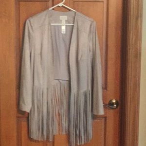 Gray fringed jacket by Chico